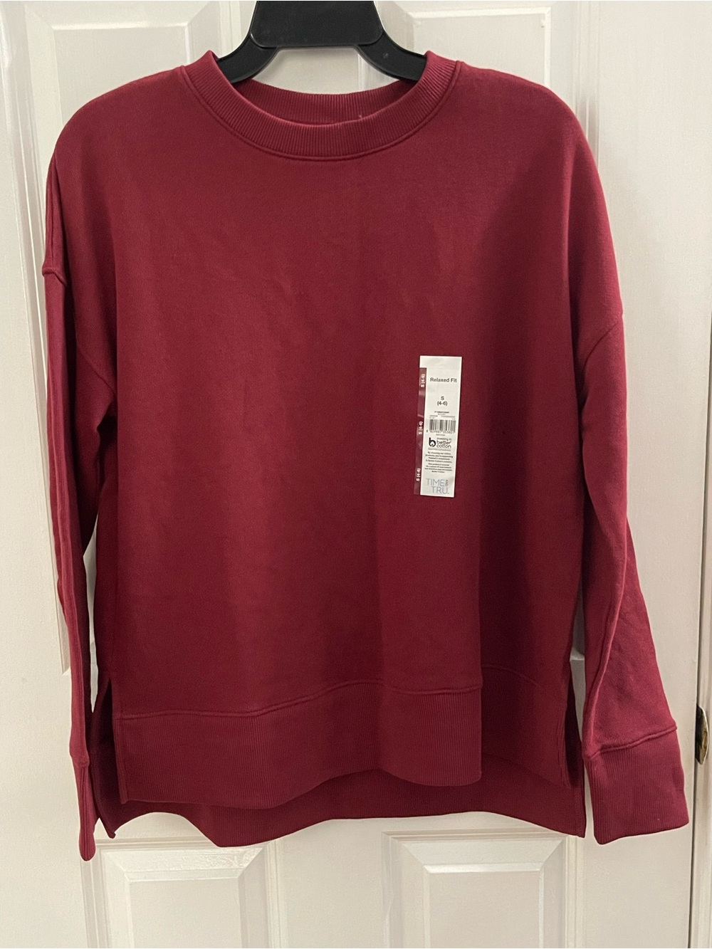 Time and Tru Rich Red Relaxed Fit Sweatshirt